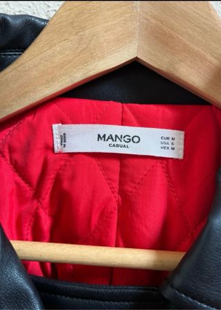 Cazadora Biker Mango Negra Piel Sintética