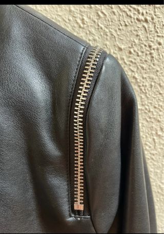 Cazadora Biker Mango Negra Piel Sintética