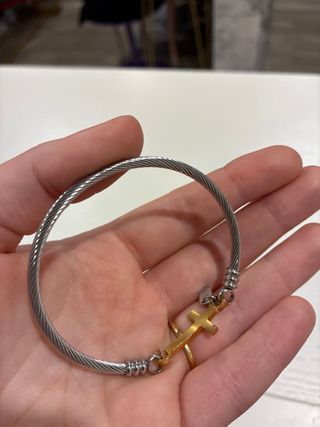 Pulsera Lotus Hombre Cruz Dorada