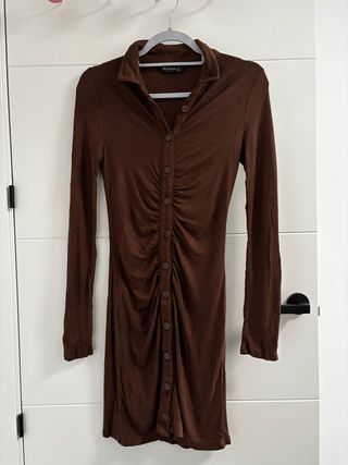 Vestido fruncido midi