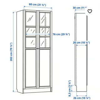 Librería Billy Ikea con puertas de cristal