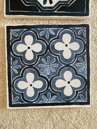 4 Cuadros Decorativos Cerámica Azul y Blanco
