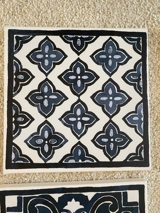 4 Cuadros Decorativos Cerámica Azul y Blanco