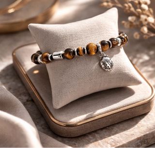 Pulsera mariquita piedras ojo de tigre