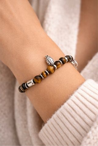 Pulsera mariquita piedras ojo de tigre
