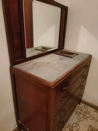 Cassettiera Comò Anni '40 con Specchio