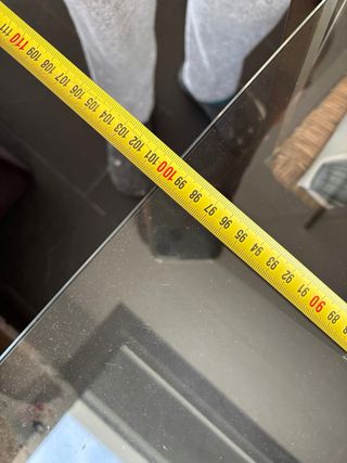 Mesa Comedor Cristal y Madera Oscura 1,80x1m