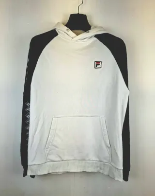 FILA Vintage Hoodie White & Navy Retro 90s Y2K Spo
