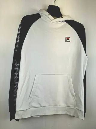 FILA Vintage Hoodie White & Navy Retro 90s Y2K Spo