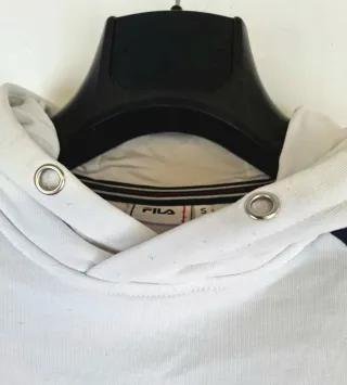 FILA Vintage Hoodie White & Navy Retro 90s Y2K Spo