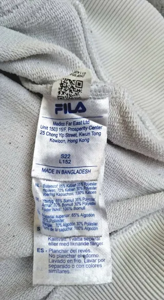 FILA Vintage Hoodie White & Navy Retro 90s Y2K Spo