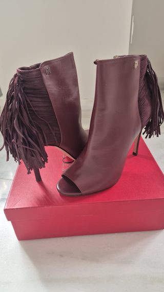 Botas Peep Toe Carolina Herrera Burdeos Talla 40