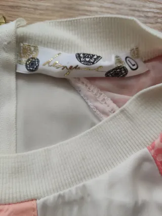 Camiseta Desigual Talla L Naranja y Blanca