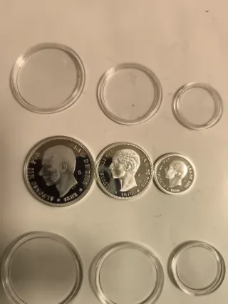 3 monedas de plata de Alfonso XII