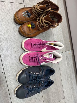 Lote de 3 pares de zapatos Camper, timberland,nike