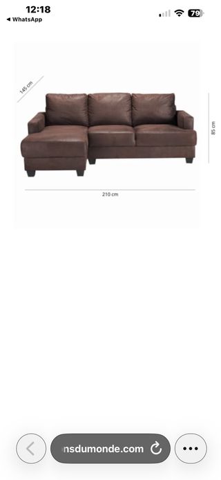 Divano a due posti in velluto marrone