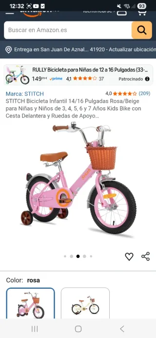 Bicicleta Infantil STIICH 16 Pollici Rosa