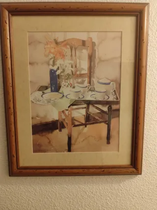 Cuadro Pintura Paisaje Pueblo Blanco