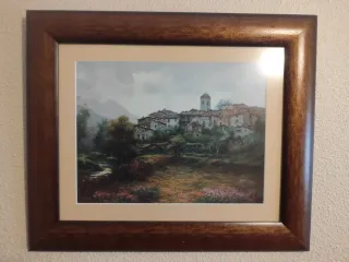 Cuadro Pintura Paisaje Pueblo Blanco