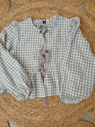 Camisa cuadros gris y blanco Talla XS