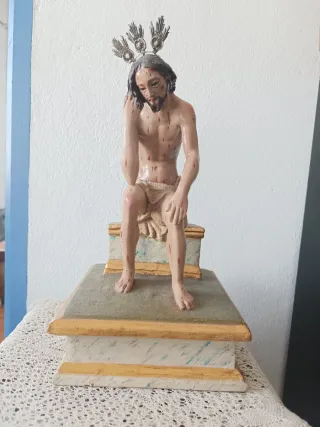 Antigua talla en madera policr.Jesus de las Penas.