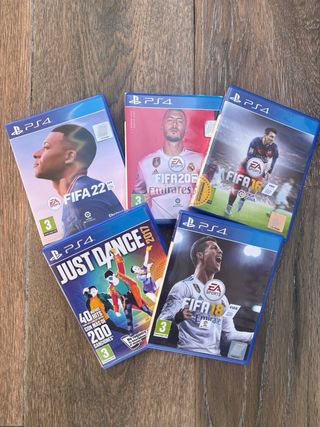Lote 5 Juegos PS4: FIFA 22, 20, 16, 18 y Just Danc