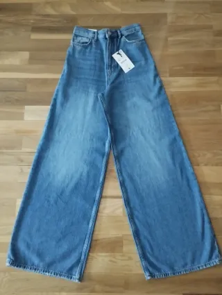 Pantalón Palazzo Zara Woman Azul