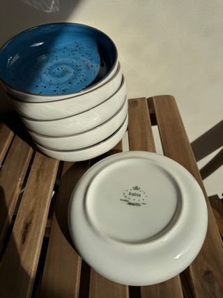 6 Platos Hondos Porcelana Irabia Azul Sky Reactiv