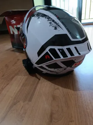 Casco Moto NZI Negro y Blanco Nuevo Talla S