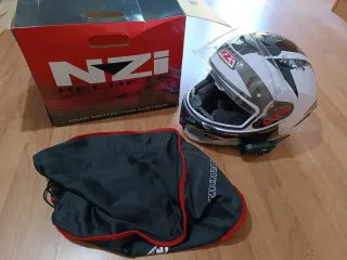 Casco Moto NZI Negro y Blanco Nuevo Talla S