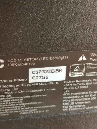 Monitor AOC 27 240Hz Curvo FHD