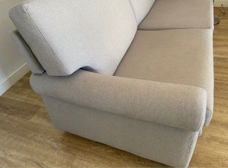 Sofá de 2 plazas en tela beige/gris