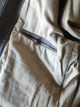 Chaqueta de piel marrón para hombre 3/4