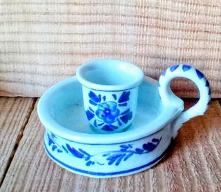 Portacandela Coalport England )  & Delts Blauw