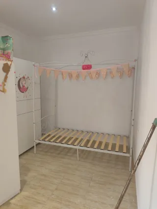 Cama dosel forja metal blanca