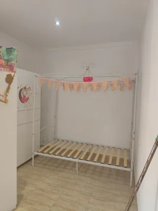 Cama dosel forja metal blanca