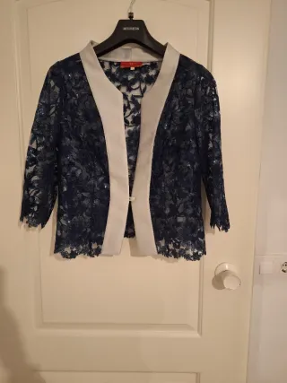 Vestido largo fiesta azul y plateado