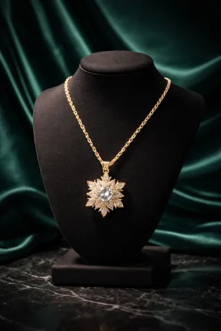 Collar Copo de Nieve Circonitas Chapado Oro 18klt