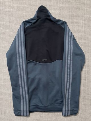 Adidas Grey-Blue Zip Track Sweater 2000s Y2K