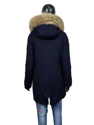 Woolrich Parka Blu in lana Donna Piuma Taglia S