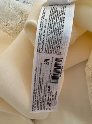 Top Mango Satén Encaje Asimétrico Talla M