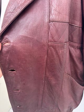 Cazadora Cuero Vintage Talla M Marrón