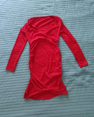 Vestido rojo manga larga elástico