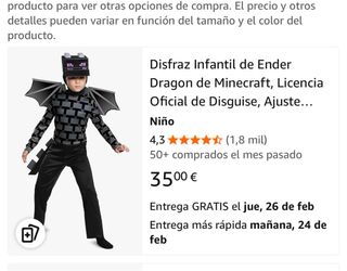 Disfraz infantil de Ender Dragon de Minecraft