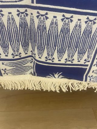 Colcha antigua cama 90 azul y blanco