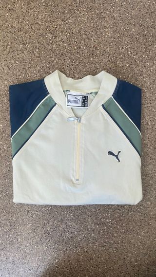 Polo Puma manga corta beige y azul