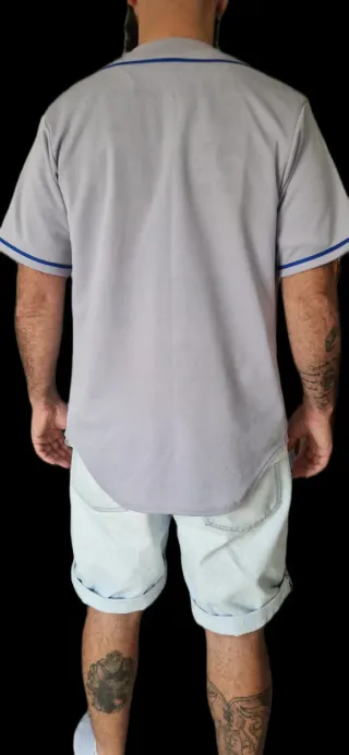 Camiseta Baseball Majestic Gris y Azul