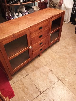 Aparador de Madera Maciza,4 Cajones y dos Puertas
