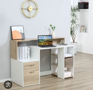 Scrivania con cassetti e scaffale