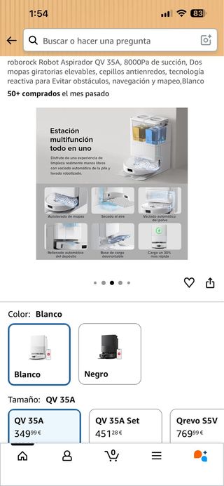 Roborock QV 35A Aspirador Blanco